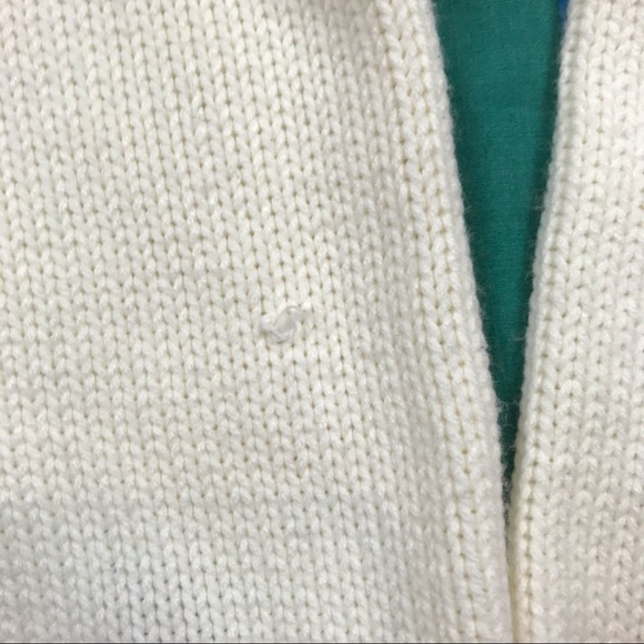 Vintage 90s White Embroidered Flower Cowl Neck Pullover Knit Small - Picture 7 of 8